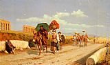Pietro Gabrini Travellers In The Roman Campagna painting